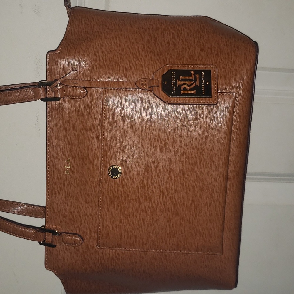 Ralph Lauren Brown Leather Satchel with Large Hang Tag. NWOT